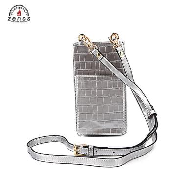 China Zenos Luxury Crocodile Pattern Emboss PU Women Pinch Cross - Body Mini Bag Phone Accessory All Brand Mobile Phone Bag With Removable Strap for sale