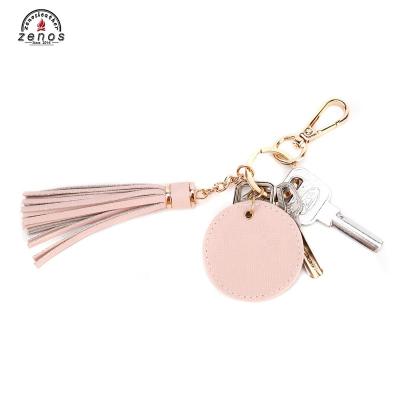 China Simple Custom Leather Key Ring Accessory LOGO Women Real Leather Keychain Gifts for sale