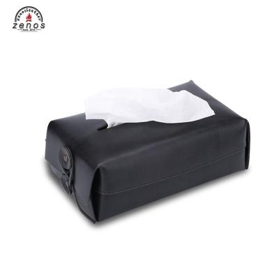 China Simple Handmade Luxury Leather Tissue Box Lid Hotel Room Soft Tissue Case Box PC070 for sale