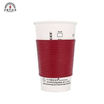 China Fashion leather coffee cup sleeve cork coffe cup holder case anti-skid and anti-scald cup holder for sale