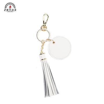 China Zenos Luxury OEM ODM Customized Leather Key Ring With Tassel for sale