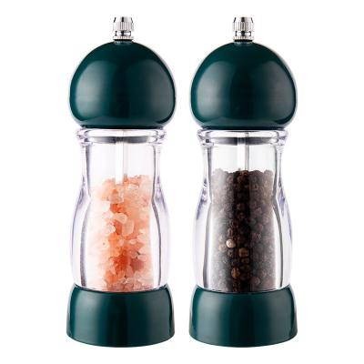 China Manual Salt Mill Machine Viable Acrylic Transparent Spice Grinder Pepper Grinding Tools for sale