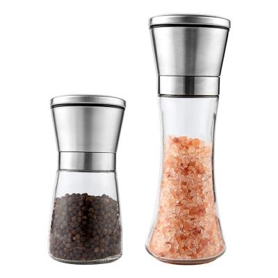 China Premium Viable Shaker Mill Vintage Glass Bottle Stainless Steel Salt and Pepper Grinder for sale