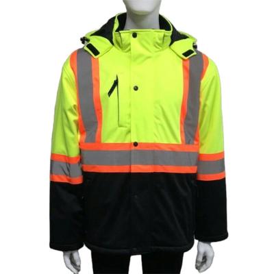 China Custom Made High Quality Hi-Vis Yellow Water Proof Work And Wind Resistant Reflective Safety Heated Jacket for sale