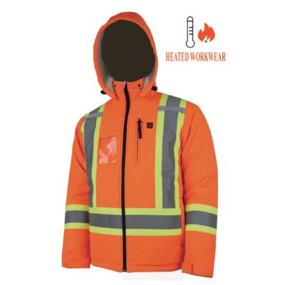 China Water proof high visibility HI-VIS safety standard heated work clothes with 3 heating levels for sale