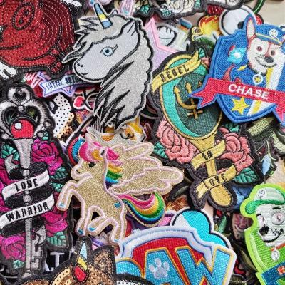 China Viable 50pcs/bag Iron On Embroidery Patch For Apparel Custom Embroidered Patch For Hat Label Patches for sale