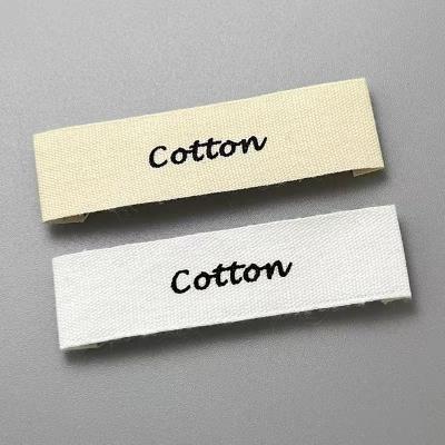 China Washable Custom Logo 3D Printing Fabric Cotton Label Or White Linen Garment Labels For Clothing for sale