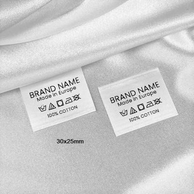 China Washable Custom Printed On Satin Care Label Wash Fabric Textile Labels For Clothing for sale