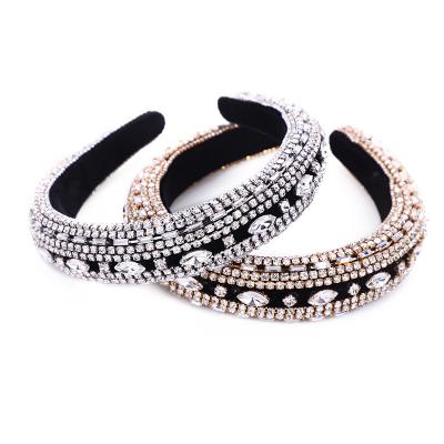 China New Fashion Exquisite Full Rhinestone Head Circle Hair Accessories Hair Band Thickened Diamonds Party Headband for sale