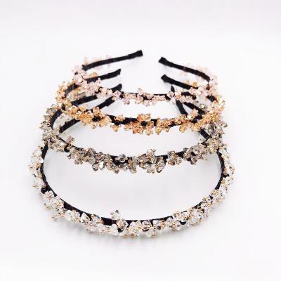 China Full Diamond Baroque Headbands Women Hair Accessory Wave Winding Crystal Thin Hair Hoop Hairband Headband for sale