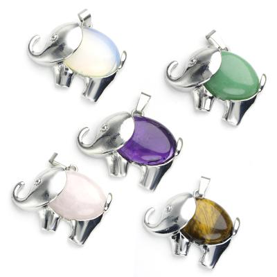 China High Quality Cute Elephant Pendant Necklace Men Women Lucky Birthstone Necklace Chakra Meditation Healing Pendant Jewelry for sale