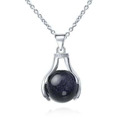 China High Quality Crystal Pendant Necklace Healing Quartz Gemstone Round Stone Charms Pendant Jewelry With Claw Clasp for sale