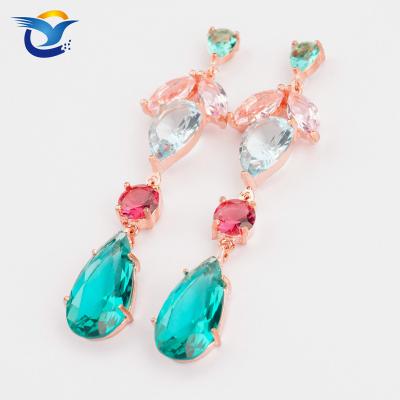 China High Quality Fashion Plated Copper Crystal Necklace Women Hoop Earrings Rose Gold Cubic Zircon Jewelry for sale