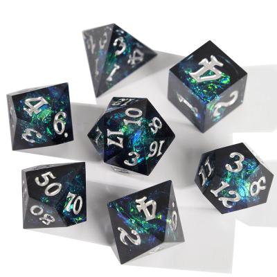 China DND Games Dungeons and Dragons Transparent Dies Customized Galaxy Dies Handmade Resin 7pcs Per Die Set Set for sale