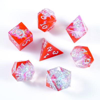 China Hot Sale DND Role Playing Games DND Table Top Custom Printed Glitter Polyhedral Resin Party Games Sharp Edge Dies for sale