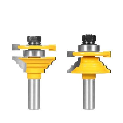 China Furniture 2pcs 12 Leg Rail And Stile Classic Router Bit Reversible Cabinet Door Frame Assembly Tenon Milling Cutter for sale