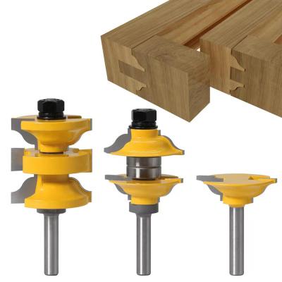 China Furniture 3Pcs 8mm Leg Rail and Stile Set Roman Ogee Bits Door Frame Tenon Router Bit Set Milling Cutter Complete Woodworking Tools for sale