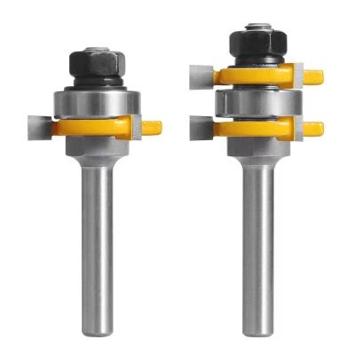 China Furniture 2pcs 1/2 1/4 Joint Set Dia1-3/8 Leg Tongue and Spline Router Bit Assemble Woodworking Tenon Cutter for sale