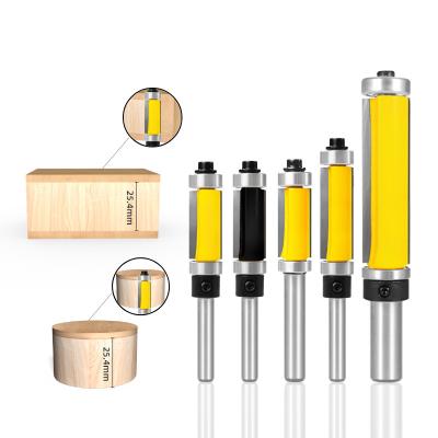 China 1pcs Furniture Flush Trim Router Bit Bearing Cutter Top And Bottom 1/4inch Double Leg Trimming Carbide Milling Tool Woodworking Bits for sale