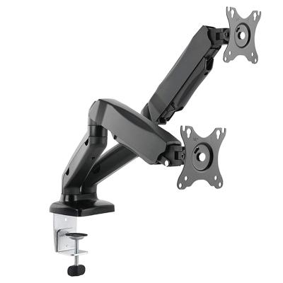 China Dual Plastic + Steel Shock Absorber Computer Gaming Monitor Arm Desktop Monitor Mount for sale