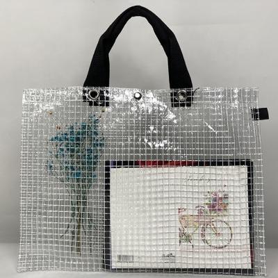 China Clear Handled Tote Bag Transparent Neoprene Tote Bag Vintage PVC Printing Fabric Tote Shopping Bag From China for sale