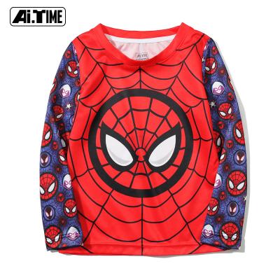 China 100% Polyester TV and Movie Suits Doraemon Spider-Man Cartoon Anime Kids Boy Clothes Kids T-shirt Sports Quick-Dry Clothing for sale