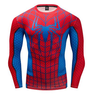 China Halloween Party Fancy TV Apparel and Movie Spiderman Men's Long Sleeve T-shirt 3d Apparel Printing Quick-drying Clothes Factory Hot Sale Spider-man T-shirt for sale