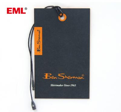 China Sustainable Custom Made Polyester Garment Hanger Tag With String Clothing Hang Tags for sale