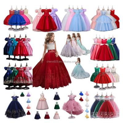 China Breathable 2023 Children Long Tail Birthday Party Dress Handmade Flower Princess Dress Girls Performance Clothes Dress Costumes for sale