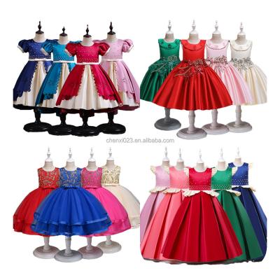 China Breathable 2023 Latest Children Party dress Birthday Girl Princess Dress Pink Formal Flower cake Dresses for sale