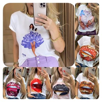 China QUICK DRY 2023 Summer Tee China Comfortable Promotional Good Quality Young Ladies Women Shirt Clothing Casual Women's cotton T-shirt for sale