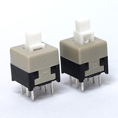 China Locking 6 Pins On And Off Dip With Lock 8.5*8.5mm PB22E09071 Push Button Switch for sale