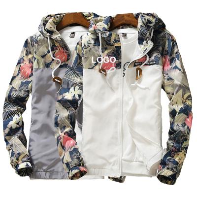 China Reversible hot style bumber jacket flower logo flower sportswear polyester custom splicing zipper up fashion bomber men's floral hoodie jacket for sale