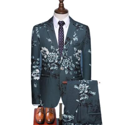 China 2021 Autumn Anti-wrinkle Navsegda Business Suit Korean Edition Gentlemen's Banquet Printed Slim Two-piece Set for sale