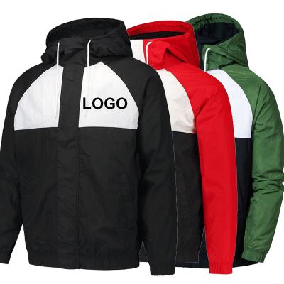 China Custom logo men's coat d autumn jacket men's reversible color block zipper up jacket coat polyester anorak jacket hood top cardigans for sale