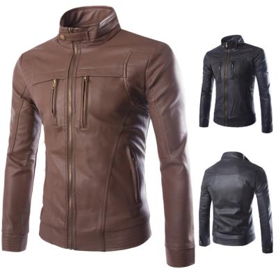 China Breathable the new leather jacket for men PU leather comic collar leather jacket for men for sale