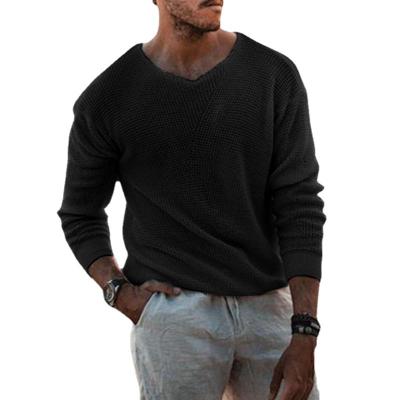 China EVERLAND Anti-wrinkle OEM sueter youth new slim pullover sweater long sleeve round neck white plus size knit men's sweaters for sale