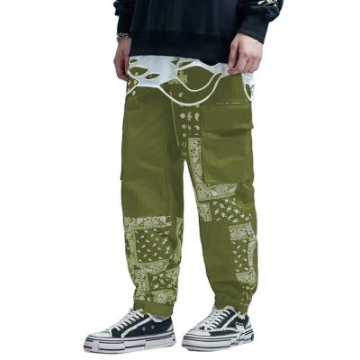 China 2021 Paisley Bandana Cargo Sweatpants Fashion Streetwear Hip Hop Pants High Street Pocket Muti Anti-Wrinkle Pants Mens Loose Sweatpants for sale