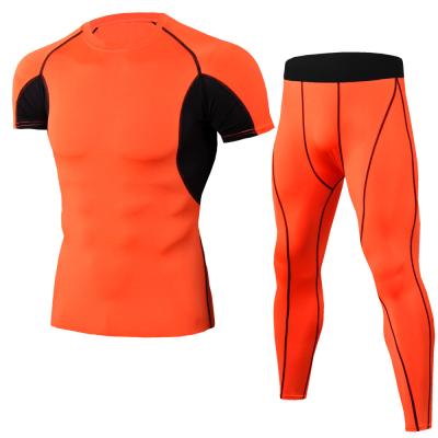 China Everland OEM Men's PRO Fitness Training Suit Short Sleeve + Pants Breathable Tight Quick Dry Stretch Suit for sale