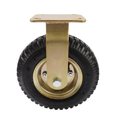 China 8 Inch Pneumatic Heavy Duty Pneumatic Rubber Caster Gold Plated Swivel Caster Wheel for sale