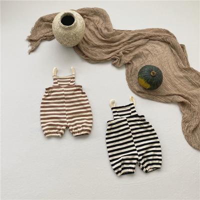 China Summer New Breathable Korean Style Infant Baby Striped Knitted Jumpsuits Outlet Pants for sale