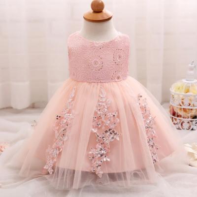 China Wholesale Breathable Lace Christening Gown One Year Old Party Wear Infant Lace Dresses for sale