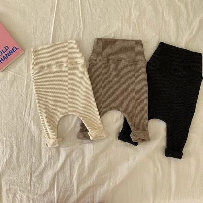 China Wholesale And Custom Breathable Kids Ribbed Cotton Pants High Waisted Baby Gaiters for sale