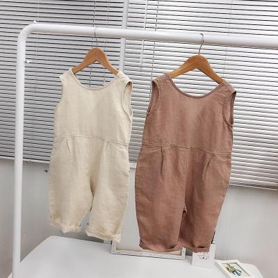 China Kids Breathable Wholesale Cotton And Canvas Korean Style Retro Color Pants Jumpsuits for sale