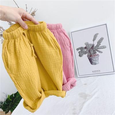 China Sustainable Wholesale Kids Summer Street Wear Pants Cotton And Kids Linen Pants for sale