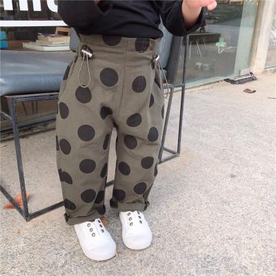 China Sustainable Wholesale Large Elastic Polka Dot Belt Baby Pants Anorak Pants For Kids Girl for sale