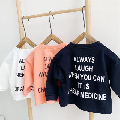 China 100 Breathable High Quality Patterns Kids Girls Letter Printing Senior T-shirt For Fall for sale