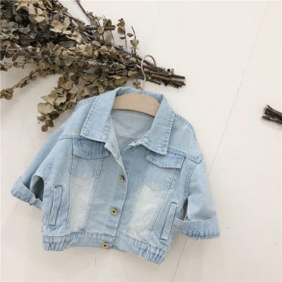 China Viable Wholesale High Quality Fashion Child Kids Denim Jacket Light Blue Jacket for sale