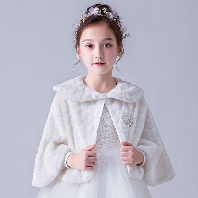 China Winter viable wholesale clothes for kids girls white cape coat outwear velvet shawl for sale