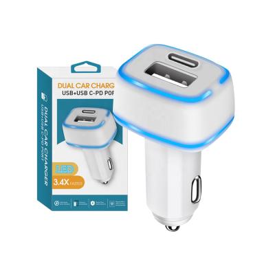 China 18W Paper Box Dual Car Charger/QC 3.0 USB Charger Car Adapter Palladium Palladium Electronic Car Charger For Mobile Phone for sale